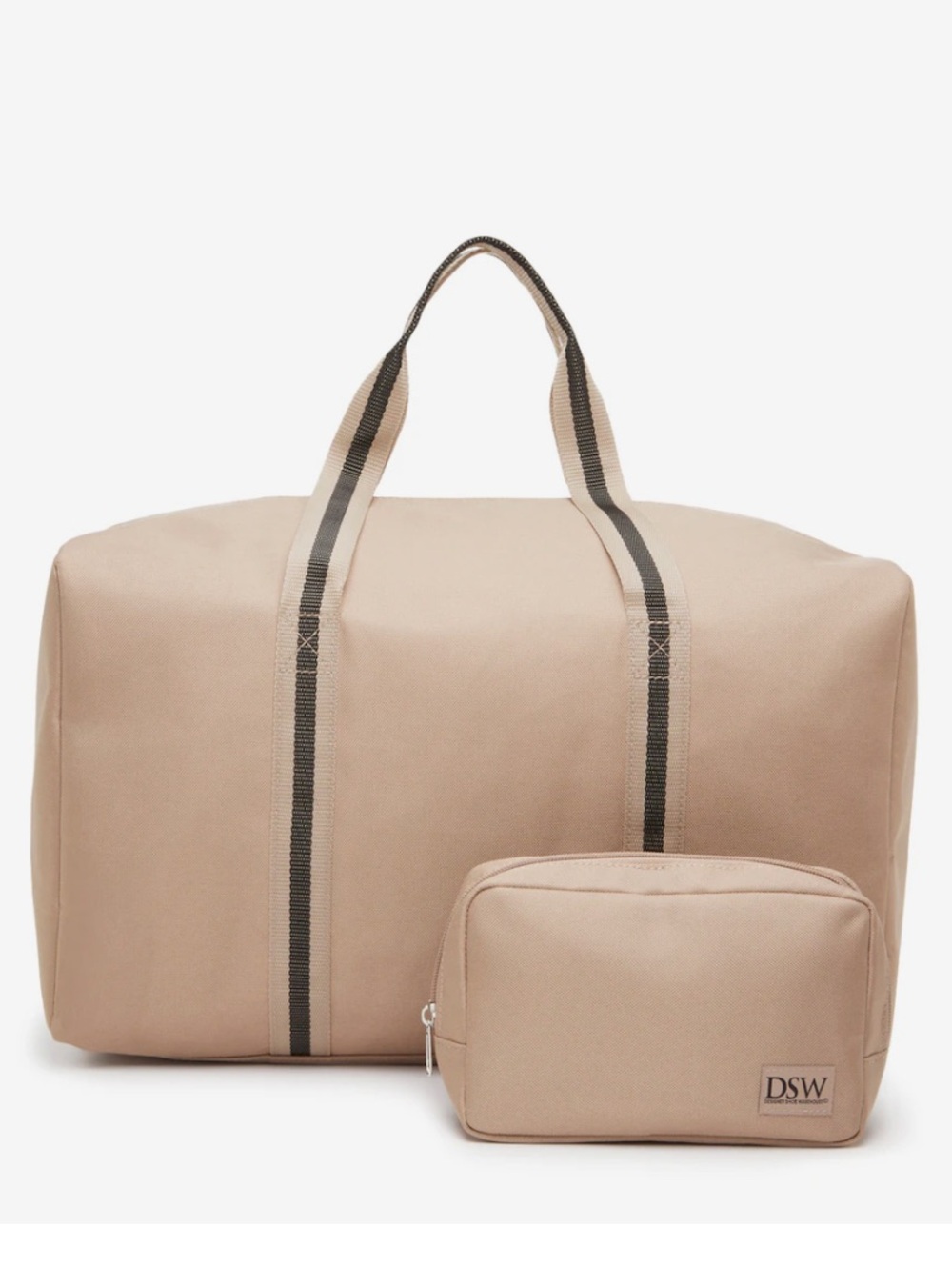 NEW DSW Weekender Tote Travel Carryall & Sling Fanny Pack Belt Bag Set Beige